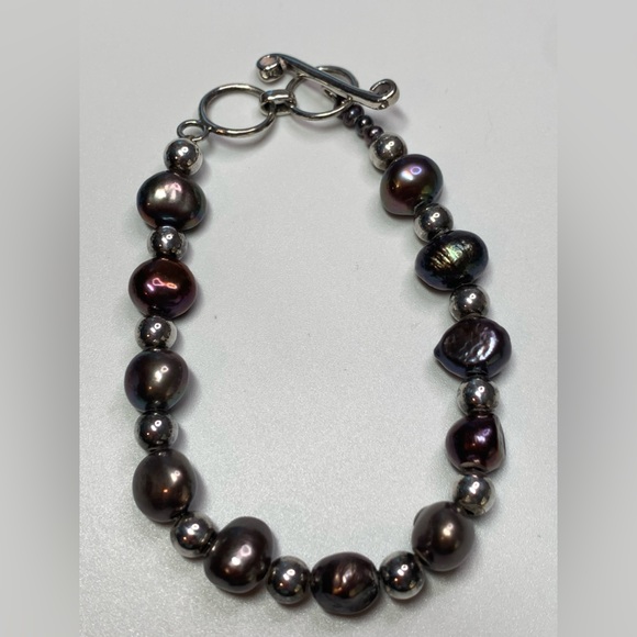 Silpada Vintage Sterling Silver & Iridescent Gray Pearl Necklace & Bracelet Set - Picture 13 of 16